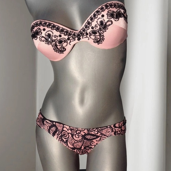SUPER RARE VICTORIA SECRET Full Bikini Pink & Black Jewels limited edition - Picture 10 of 11